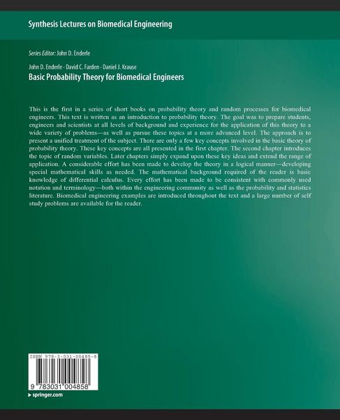 Produktbild: Basic Probability Theory for Biomedical Engineers