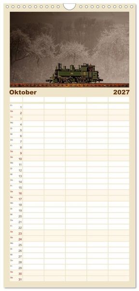 Produktbild: Familienplaner 2027 - Dampflokomotiven in Spur N mit 5 Spalten (Wandkalender, 21 x 45 cm) CALVENDO