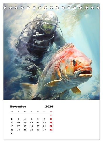 Produktbild: Tauchen im ewigen Blau. Eine Aquarell-Reise in die Tiefen der Meere (Tischkalender 2026 DIN A5 hoch), CALVENDO Monatskalender