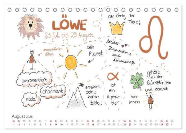 Produktbild: Sternzeichen-Kalender (Tischkalender 2026 DIN A5 quer), CALVENDO Monatskalender