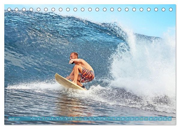 Produktbild: Le surf ou la qu&ecirc;te de la vague parfaite (Calendrier de bureau 2027 DIN A5 vertical), CALVENDO calendrier mensuel