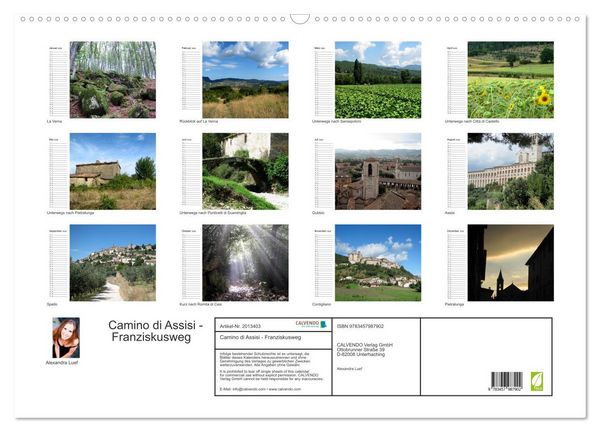 Produktbild: Camino di Assisi - Franziskusweg (Wandkalender 2026 DIN A2 quer), CALVENDO Monatskalender