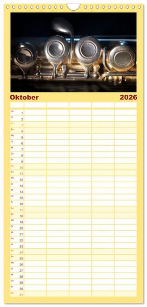 Produktbild: Familienplaner 2026 - Die Querfl&ouml;te, ein herrliches Instrument mit 5 Spalten (Wandkalender, 21 x 45 cm) CALVENDO