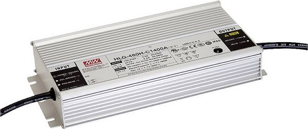 Produktbild: MEAN WELL HLG-480H-C1400A LED-Treiber Konstantstrom 480W 700 - 1400mA 171 - 343 V/DC einstellbar, nicht dimmbar, &Uuml;berlastschutz
