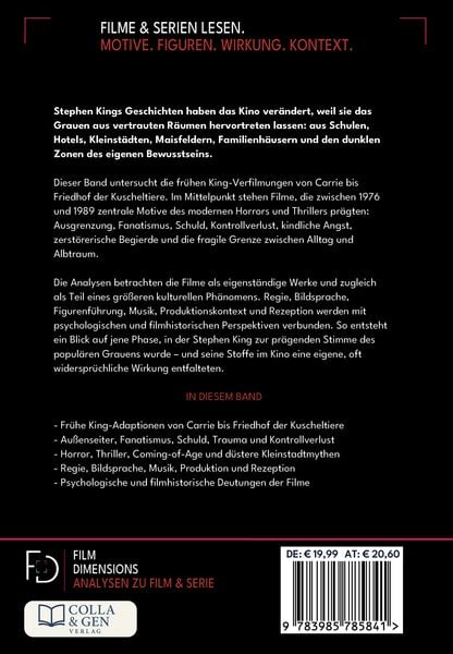 Produktbild: Stephen King &ndash; Die Filme, Band 1: 1976 bis 1989 (Ein Film Dimensions Buch)