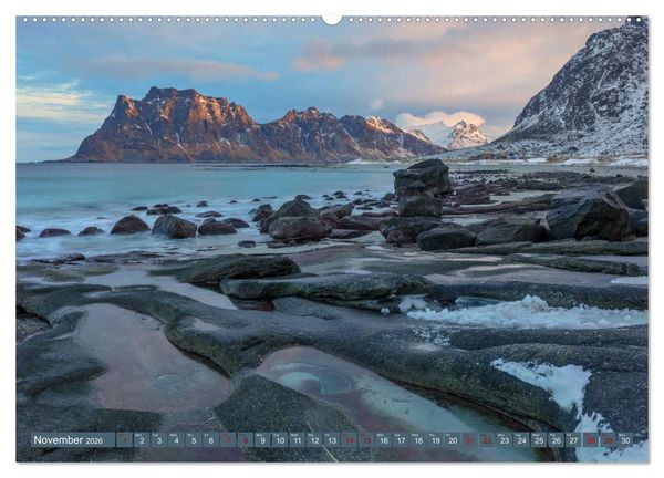 Produktbild: Lofoten, Norway's untamed beauty in Winter (High Quality Premium Wall Calendar 2026 DIN A2 landscape),CALVENDO 12 Month Wall Calendar