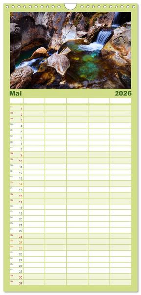 Produktbild: Familienplaner 2026 - Naturschauspiel Zillertaler Wasser mit 5 Spalten (Wandkalender, 21 x 45 cm) CALVENDO