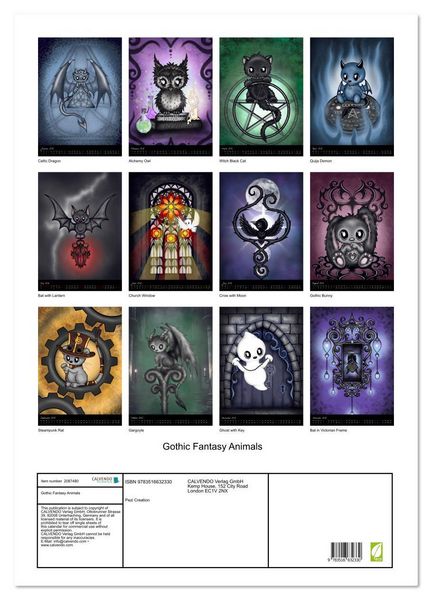 Produktbild: Gothic Fantasy Animals (Wall Calendar 2026 DIN A2 portrait), CALVENDO 12 Month Wall Calendar