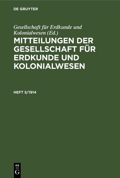 Produktbild: Mitteilungen der Gesellschaft f&uuml;r Erdkunde und Kolonialwesen. Heft 5/1914