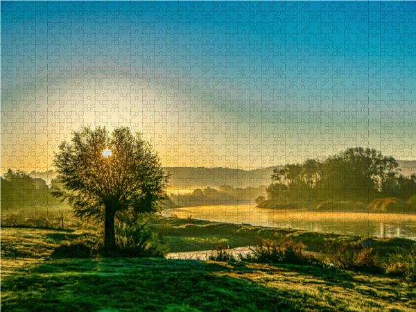Produktbild: CALVENDO Puzzle Morgenerwachen im Weserbergland | 1000 Teile Lege-Gr&ouml;&szlig;e 64x48cm Foto-Puzzle f&uuml;r gl&uuml;ckliche Stunden