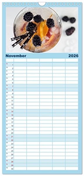 Produktbild: Familienplaner 2026 - Frisches Aromawasser mit 5 Spalten (Wandkalender, 21 x 45 cm) CALVENDO