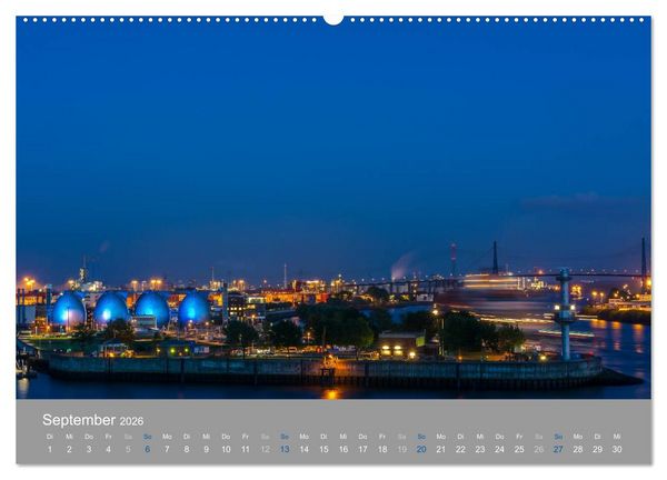 Produktbild: Hamburger Hafen - Im Zauber der Nacht (Wandkalender 2026 DIN A2 quer), CALVENDO Monatskalender