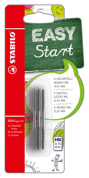 Produktbild: STABILO Minen zum Nachf&uuml;llen -   EASYergo 3.15 Nachf&uuml;llminen - 6er Pack - H&auml;rtegrad HB
