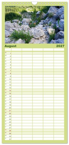 Produktbild: Familienplaner 2027 - Wandern im Rosengarten und Latemar mit 5 Spalten (Wandkalender, 21 x 45 cm) CALVENDO