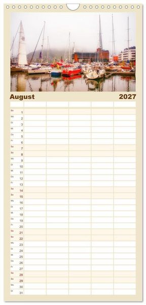 Produktbild: Familienplaner 2027 - Norwegens K&uuml;stenst&auml;dte mit 5 Spalten (Wandkalender, 21 x 45 cm) CALVENDO