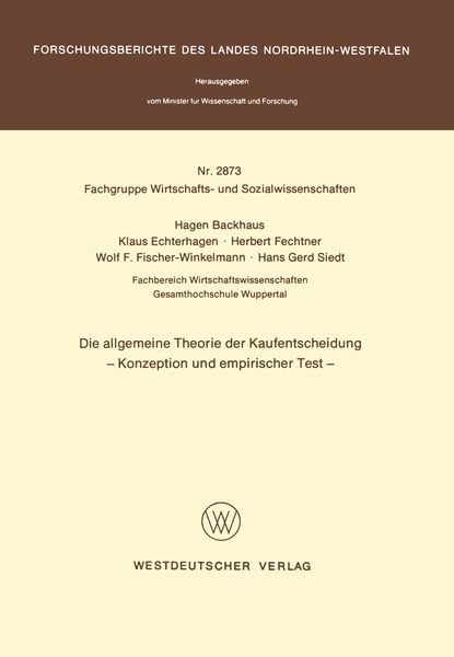 Produktbild: Die allgemeine Theorie der Kaufentscheidung