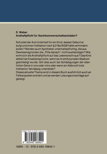 Produktbild: Arzthaftpflicht f&uuml;r Nachkommenschaftssch&auml;den?
