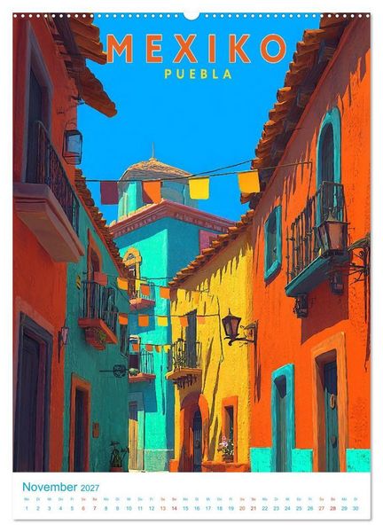 Produktbild: Mexiko - Old School Poster Style (Wandkalender 2027 DIN A2 hoch), CALVENDO Monatskalender