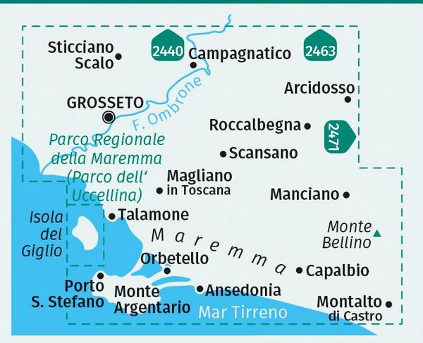 Produktbild: KOMPASS Wanderkarte 2470 Maremma, Grosseto, Monte Argentario, Isola del Giglio 1:50.000