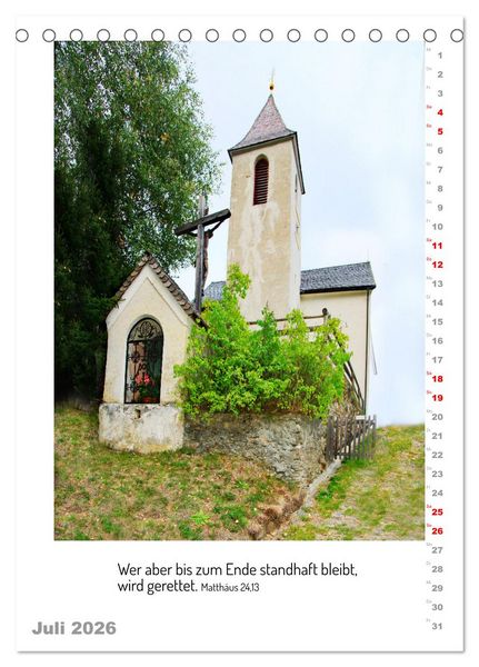 Produktbild: Kapellen mit Bibelzitaten (Tischkalender 2026 DIN A5 hoch), CALVENDO Monatskalender