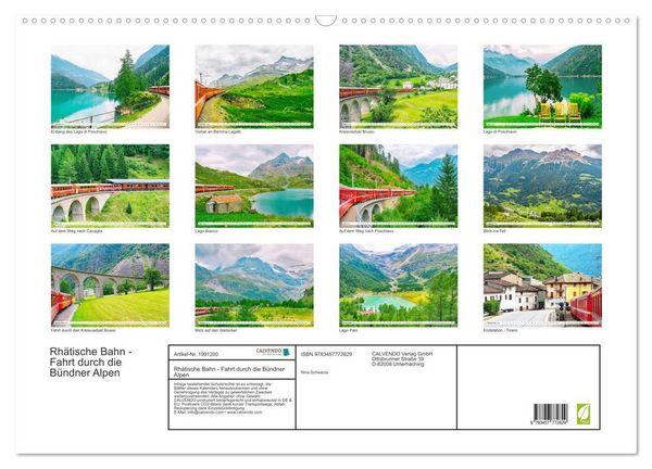 Produktbild: Rh&auml;tische Bahn - Fahrt durch die B&uuml;ndner Alpen (Wandkalender 2026 DIN A2 quer), CALVENDO Monatskalender
