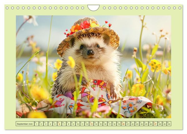 Produktbild: Zauberhafte Igel-Models. Blumiger Stil in der Natur (Wandkalender 2026 DIN A4 quer), CALVENDO Monatskalender