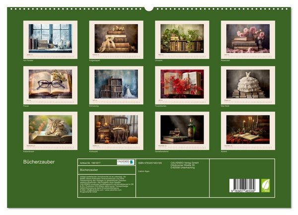 Produktbild: B&uuml;cherzauber (hochwertiger Premium Wandkalender 2026 DIN A2 quer), Kunstdruck in Hochglanz