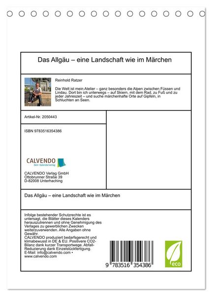 Produktbild: Das Allg&auml;u &ndash; eine Landschaft wie im M&auml;rchen (Tischkalender 2026 DIN A5 hoch), CALVENDO Monatskalender
