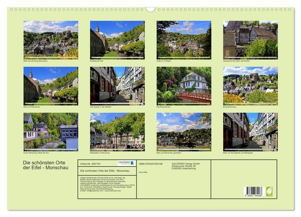 Produktbild: Die sch&ouml;nsten Orte der Eifel - Monschau (Wandkalender 2026 DIN A2 quer), CALVENDO Monatskalender