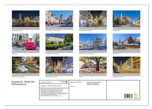Produktbild: Augsburg - Stadt der Renaissance (Wandkalender 2026 DIN A2 quer), CALVENDO Monatskalender
