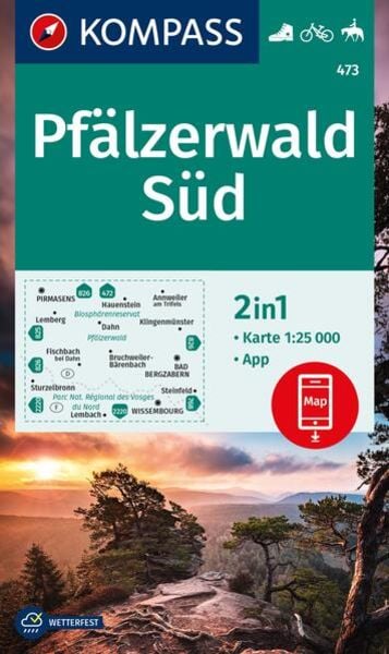 KOMPASS Wanderkarte 473 Pfälzerwald Süd 1:25.000, Sonstige von , Kompass-Karten, 978-3-99154-065-6