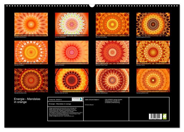 Produktbild: Energie - Mandalas in orange (Wandkalender 2026 DIN A2 quer), CALVENDO Monatskalender