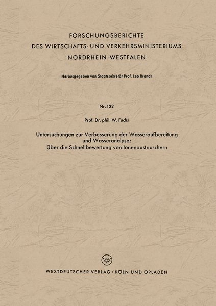 Produktbild: Untersuchungen zur Verbesserung der Wasseraufbereitung und Wasseranalyse: &Uuml;ber die Schnellbewertung von Ionenaustauschern