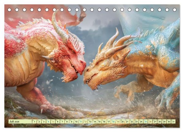 Produktbild: Ewige Drachenliebe - Eine zeitlose Faszination (Tischkalender 2026 DIN A5 quer), CALVENDO Monatskalender