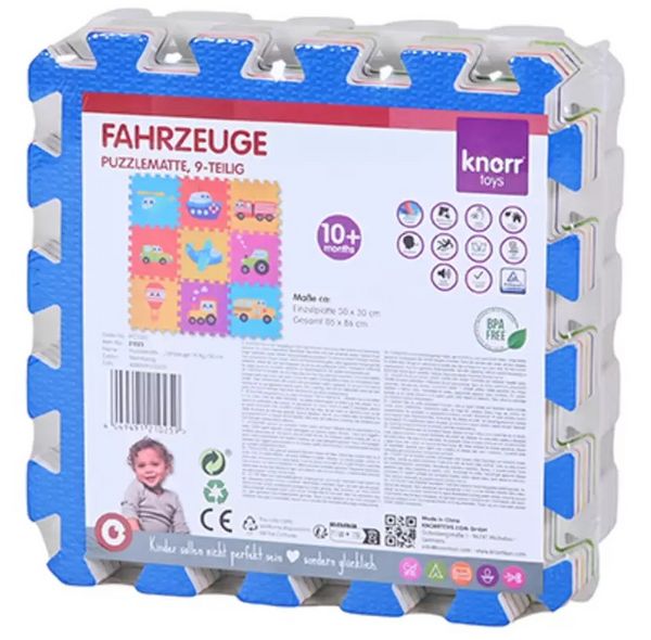 Produktbild: Knorrtoys 21025 - Puzzlematte Fahrzeuge, 9 Matten &aacute; 30cm, Schaumstoff