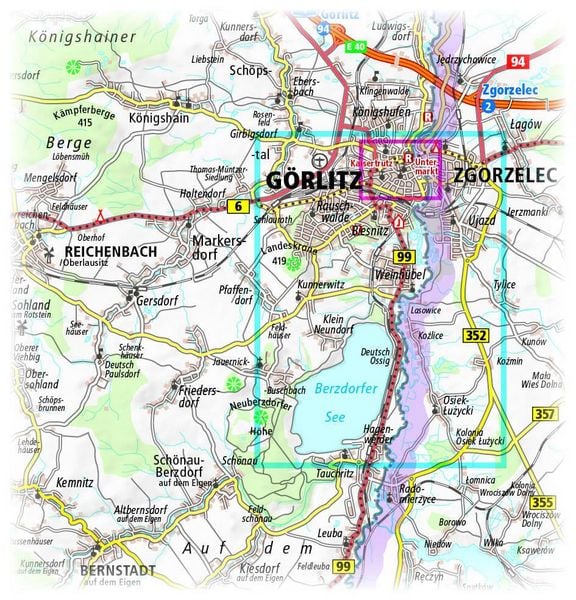 Görlitz / Zgorzelec. Stadtplan 1:14 000