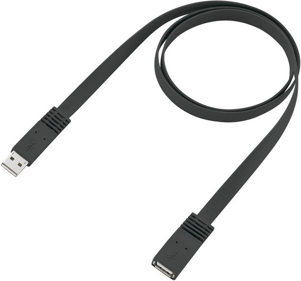 Produktbild: Renkforce USB-Kabel USB 2.0 USB-A Stecker, USB-A Buchse 1.00m Schwarz hochflexibel RF-4087404