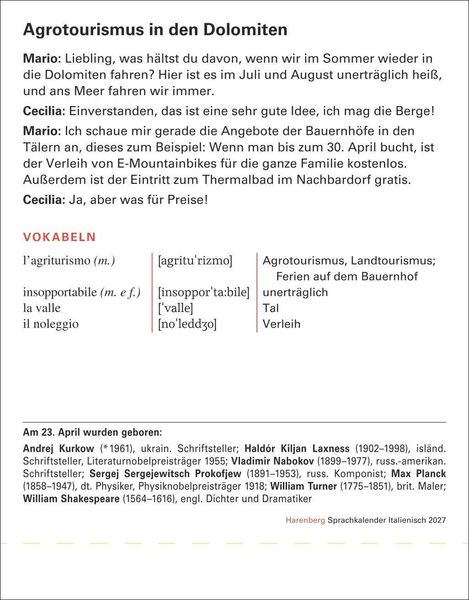 Produktbild: Italienisch Sprachkalender 2027 - Italienisch lernen leicht gemacht - Tagesabrei&szlig;kalender