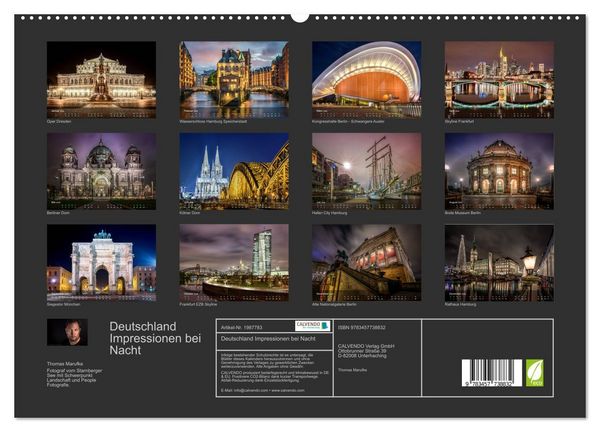 Produktbild: Deutschland Impressionen bei Nacht (hochwertiger Premium Wandkalender 2026 DIN A2 quer), Kunstdruck in Hochglanz