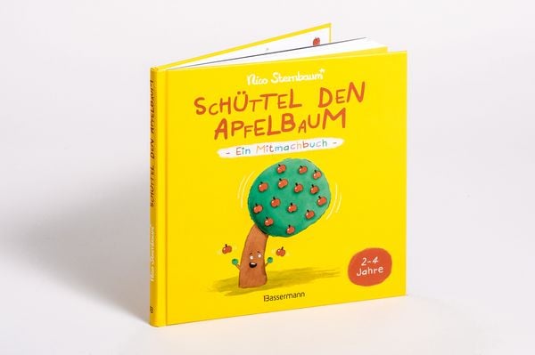 Produktbild: Schüttel den Apfelbaum - Ein Mitmachbuch. Für Kinder von 2 bis 4 Jahren. Schaukeln, schütteln, pusten, klopfen und sehen was passiert.