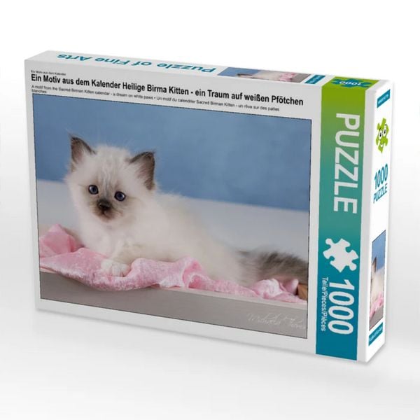Produktbild: CALVENDO Puzzle Ein Motiv aus dem Kalender Heilige Birma Kitten - ein Traum auf wei&szlig;en Pf&ouml;tchen | 1000 Teile Lege-Gr&ouml;&szlig;e 64x48cm Foto-Puzzle f&uuml;r gl&uuml;ckliche Stunden