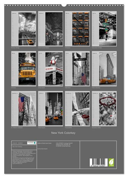 Produktbild: New York Colorkey (hochwertiger Premium Wandkalender 2026 DIN A2 hoch), Kunstdruck in Hochglanz