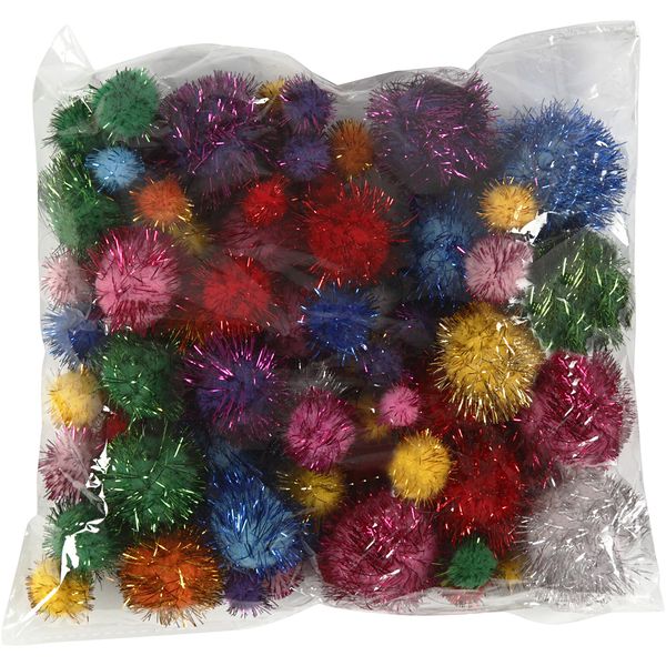 Produktbild: Creativ Company Glitzer-Pompons, D 15-40 mm, Glitter, Kr&auml;ftige Farben, 62 g