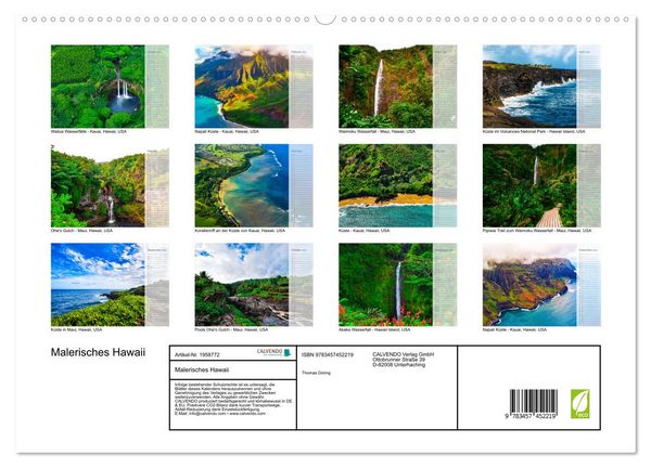 Produktbild: Malerisches Hawaii (hochwertiger Premium Wandkalender 2026 DIN A2 quer), Kunstdruck in Hochglanz