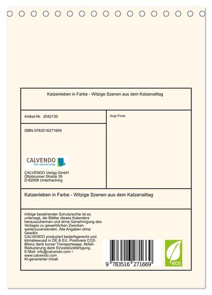 Produktbild: Katzenleben in Farbe - Witzige Szenen aus dem Katzenalltag (Tischkalender 2026 DIN A5 hoch), CALVENDO Monatskalender