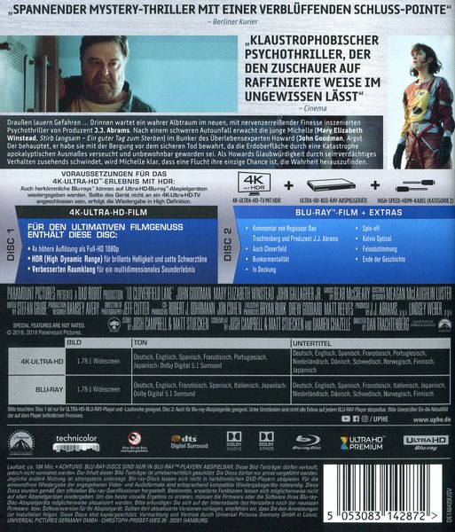 Produktbild: 10 Cloverfield Lane (4K Ultra HD) (+ Blu-ray 2D)
