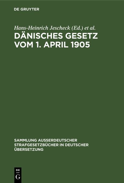 Produktbild: D&auml;nisches Gesetz vom 1. April 1905