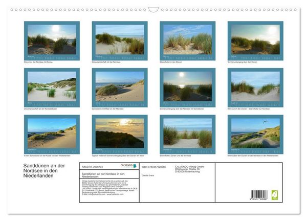 Produktbild: Sandd&uuml;nen an der Nordsee in den Niederlanden (Wandkalender 2026 DIN A2 quer), CALVENDO Monatskalender