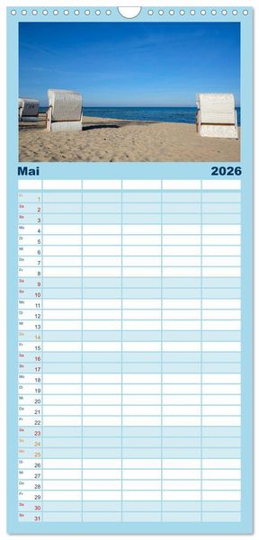Produktbild: Familienplaner 2026 - Osteeinsel Poel mit 5 Spalten (Wandkalender, 21 x 45 cm) CALVENDO