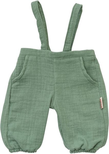 Produktbild: Puppen-Latzhose aus 100 % Bio-Baumwolle, salbeigr&uuml;n, mit wei&szlig;em T-Shirt, 2-teili